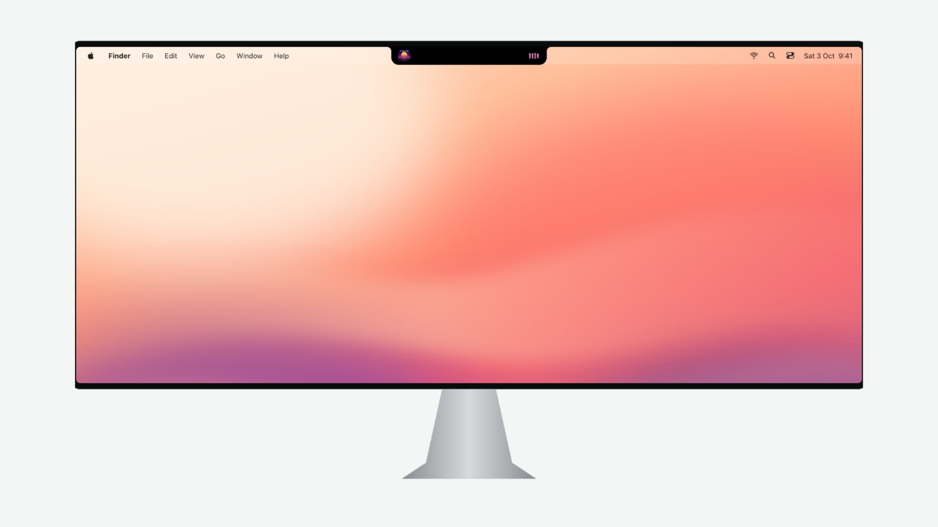 An ultrawide external monitor with Halo's island at the top